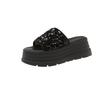 Platform slippers women's summer wear new beautiful heightening beach shoes one-word drag slope heel fashion