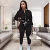 2024 Cross-border Foreign Trade Spring and Autumn European and American Women's Clothing Solid Color Jacket Single-breasted Baseball Set Women's C