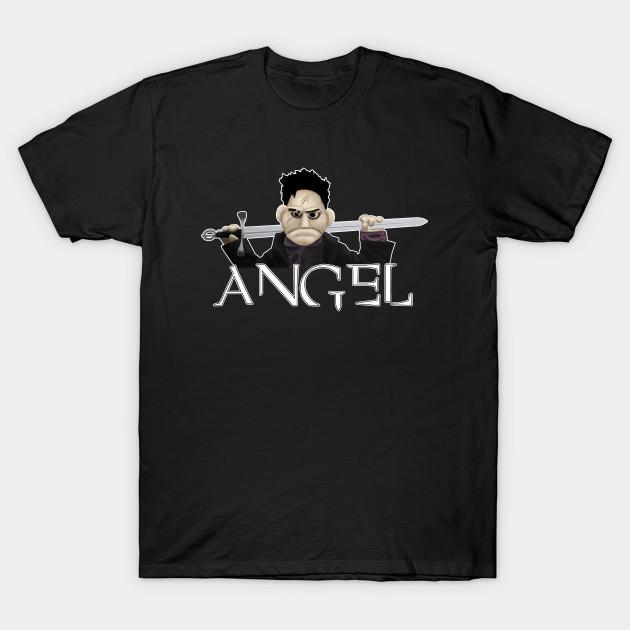 

Men Black Print T-shirt Angel - Smile Time Puppet No-Cut Transfer Paper Print Cotton Tshirt 4XL чорний