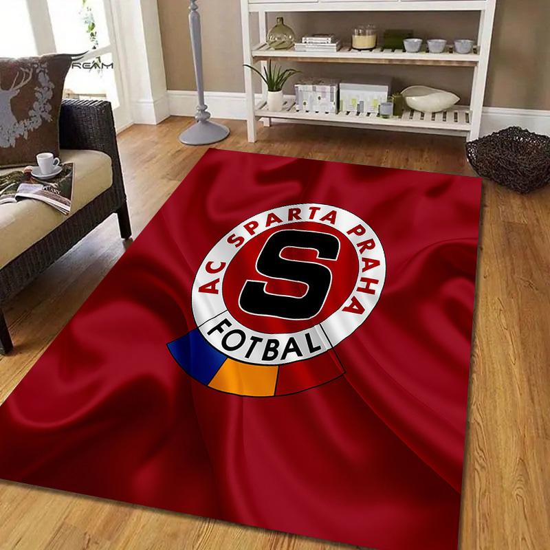 Tappeto Quadrato con Fantasia a Quadri AC Sparta Prague, Tappeto da Area, Tappeto per Soggiorno Camera da Letto Divano Sala Giochi Decorazione, Tappetino Antiscivolo