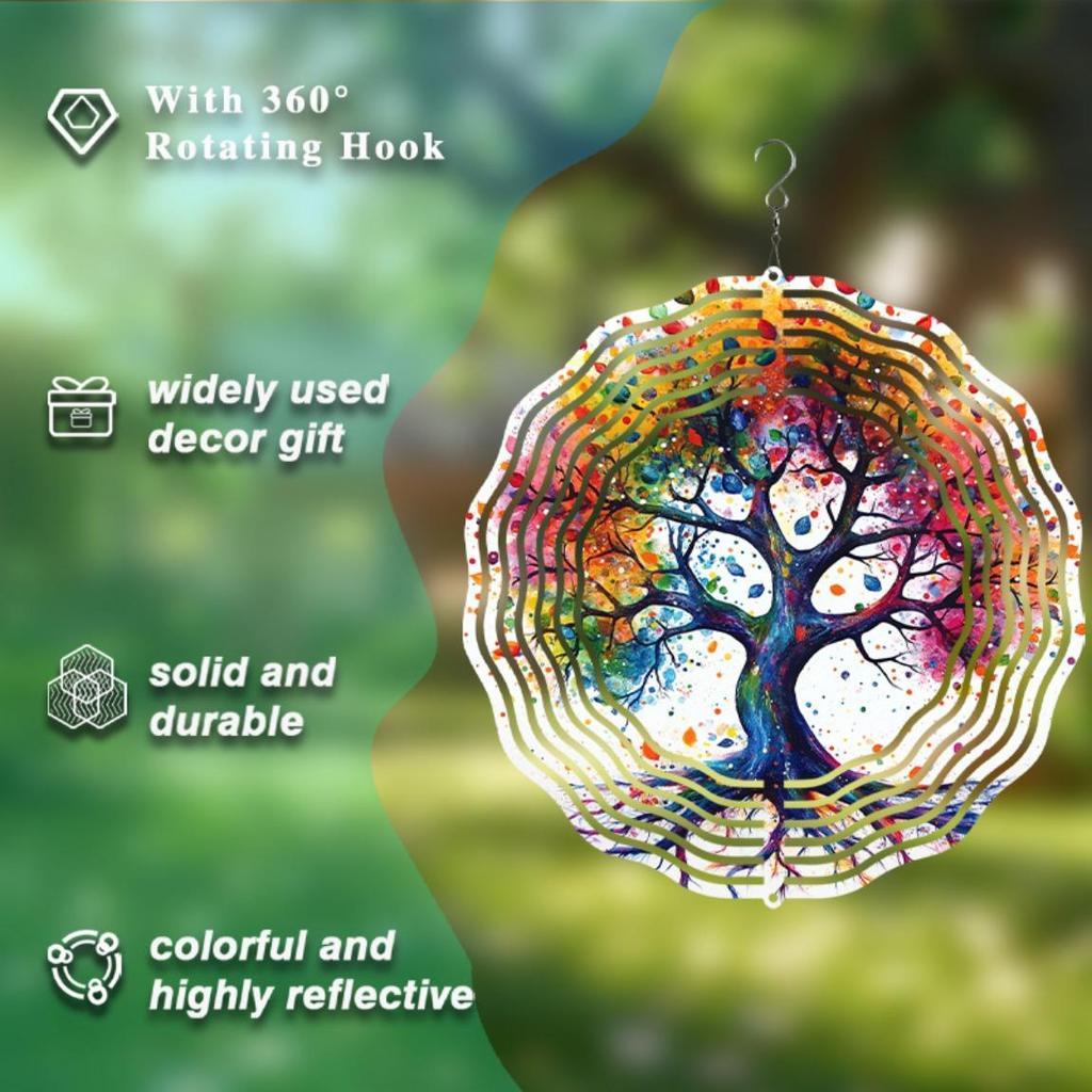 Vibrant Life Strom Kovová Zvonkohra - Barevné Abstraktní Zahradní Umění s Visícími Ozdobami, Vnitřní/Venkovní Dekorace (Závěs na zeď nebo na terasu)