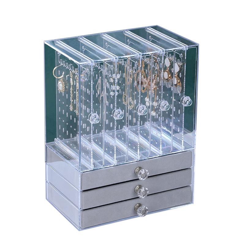 Samt 3-Schicht Acryl Schmuck Organizer Box
