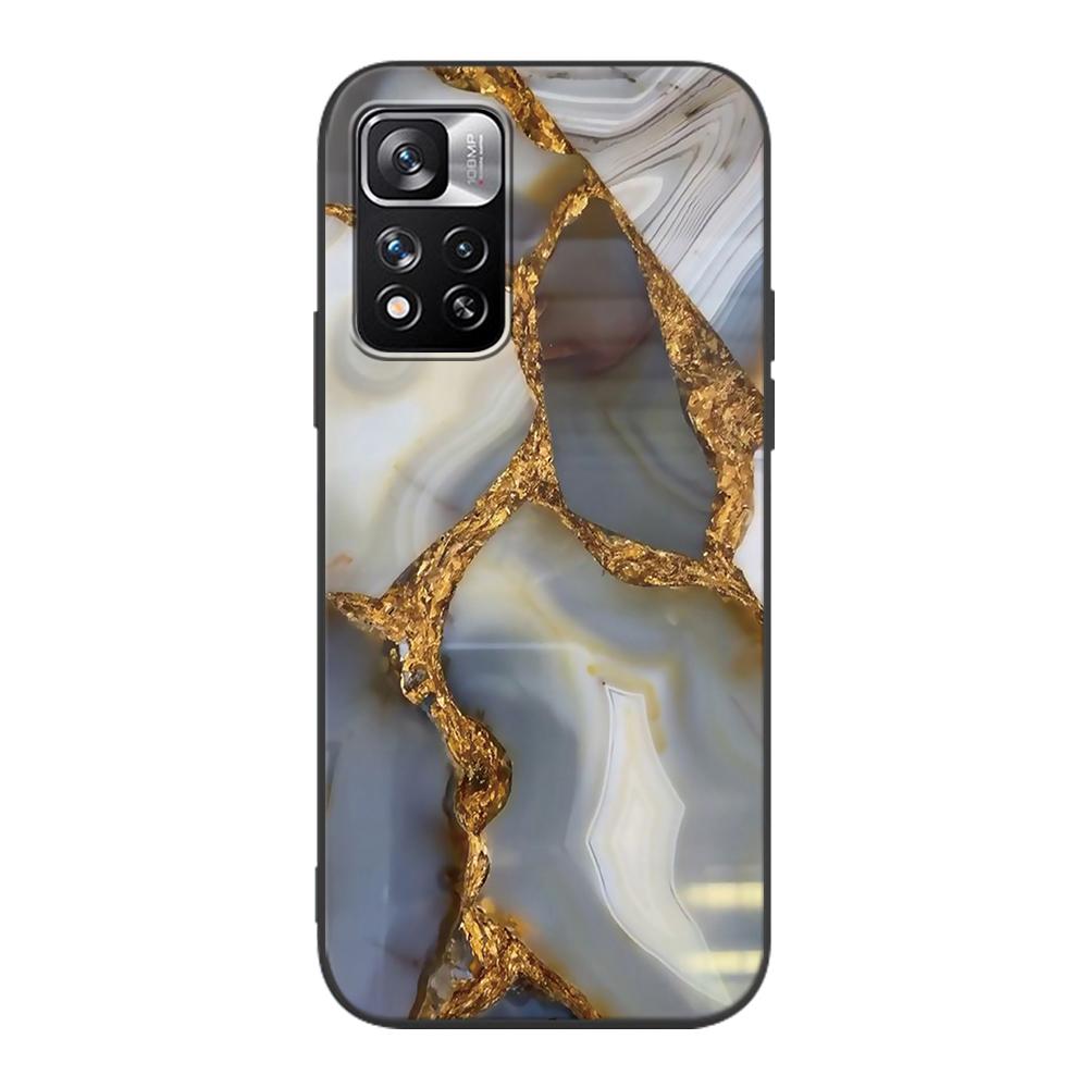 Schicke Marmor-Goldfolienhülle für Xiaomi Redmi Note 9S 9 8 10 11 Pro 9C 9A 7 8T 7A 8A 6A 6 10S Schwarze weiche Silikon-Telefonabdeckung Coque
