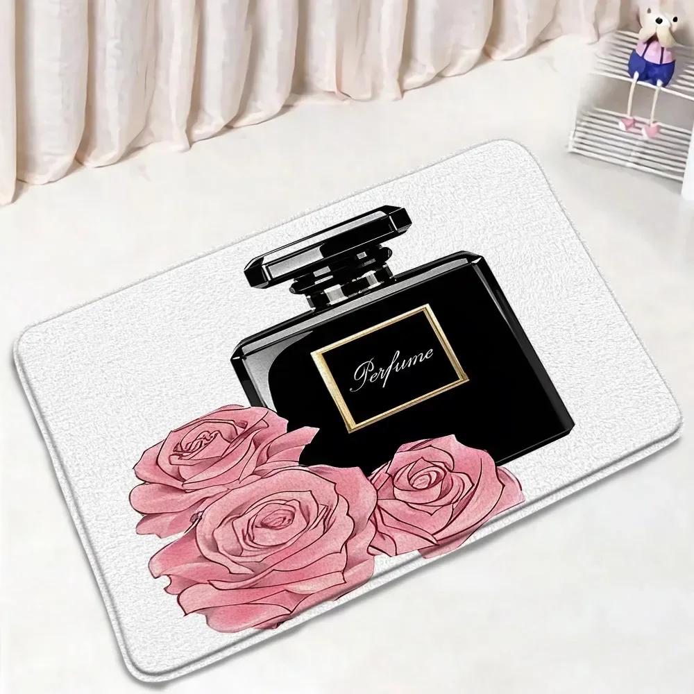 Set Tenda da Doccia Profumo Moda Fiore Rosa Rosa Donna Moderna Ragazza Decorazioni Bagno Casa Tappetino Antiscivolo Tappetino da Bagno Copri Sedile WC