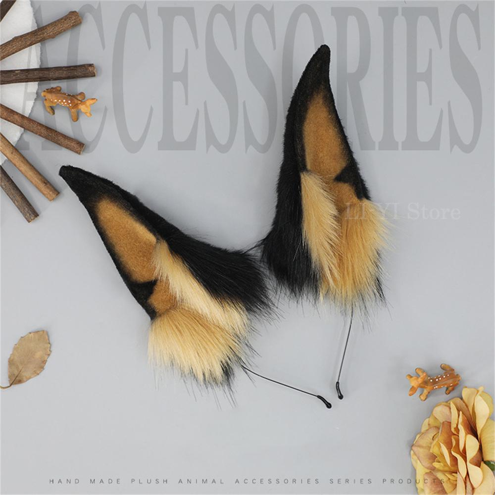 Plush Cute Dobermanns Dog Ears Headbands Plush Furry Animal Ears Hair Hoop Handmade Lolita Cos Costume Cosplay Hairband