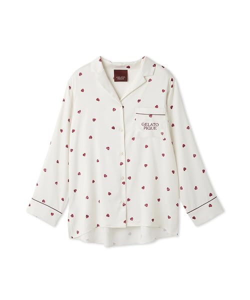 Gelato Pique Valentine Heart Print Satin Shirt PWFT251278 CRM F Women's
