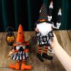 Halloween Witch Gnome Broom Decoration with Black Hat and Long Legs Pumpkin Ornament