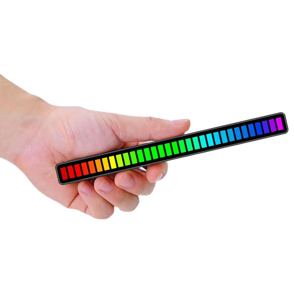 RGB Sound Control Rhythm Lights 2 PCS 32 LED 18 Colors Audio Spectrum Mode 5 Levels of Speed 4 Levels of Brightness TYPE C USB Portable Voice