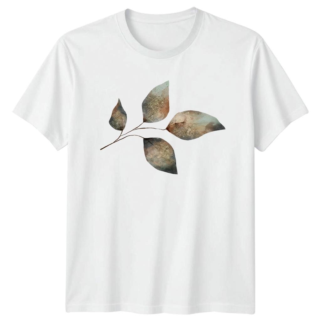 Earthy Botanical Leaves Unisexs TShirt Watercolor Botanical Birthday Gift For Her