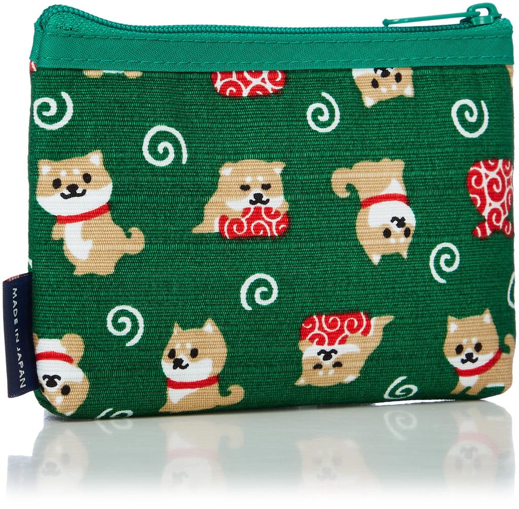 Maeda Senko Wabunbiyori Errand Zippered Card 117723 Mameshiba's Case, Green,