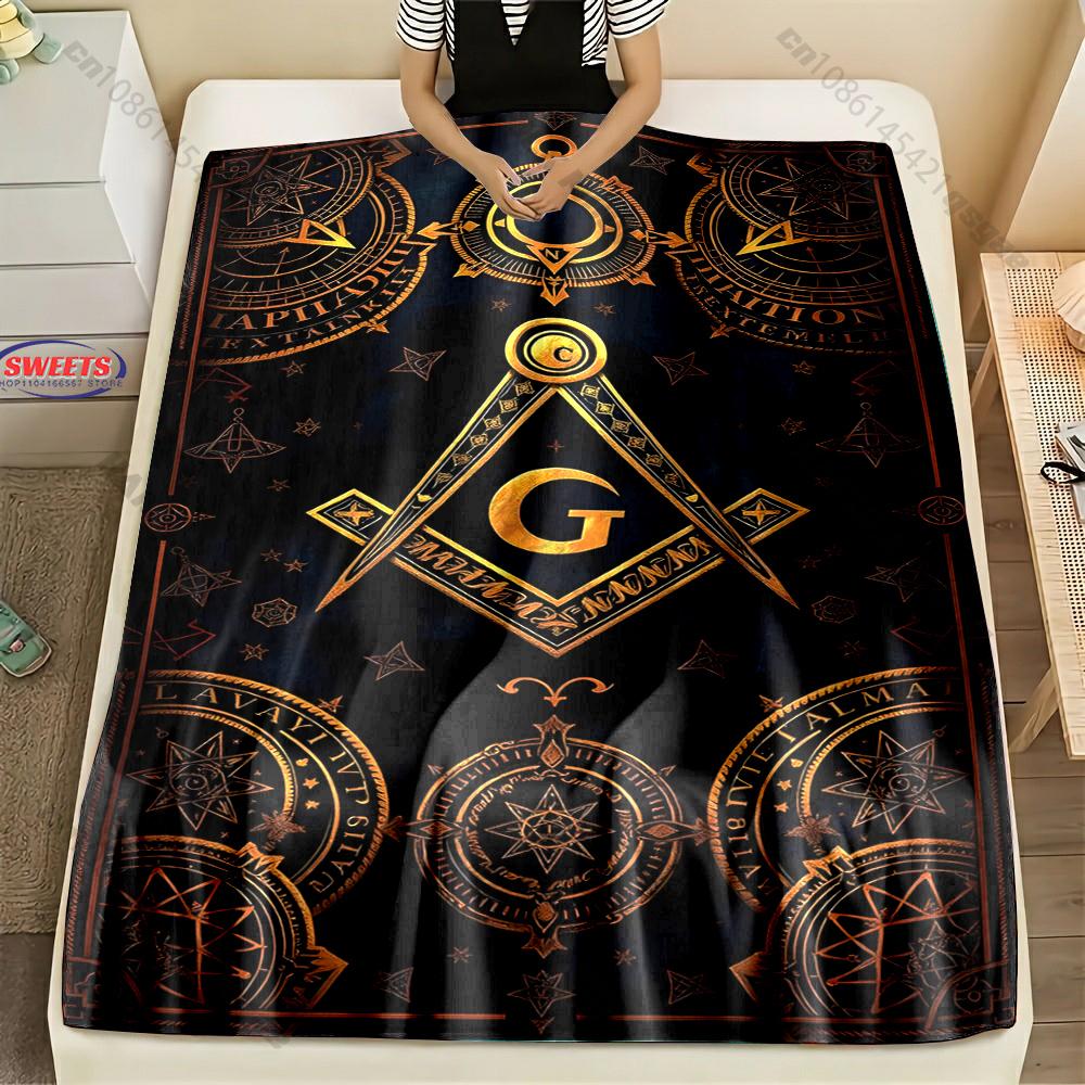 Large Size Lightweight Classic M-Freemas0nry Print Blanket Super Soft Cozy Home Bed Sofa Office Camping Shawl Blanket Great Gift