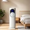 Mesh Grille Touch Buttons Freestanding Air Cooling Unit Fan Cylindrical Body