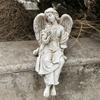 Yousheng Retro Winged Angel Statue, Resin Praying Angel Figurine, Elegant Sitting Angel Sculpture for Outdoor Indoor Garden