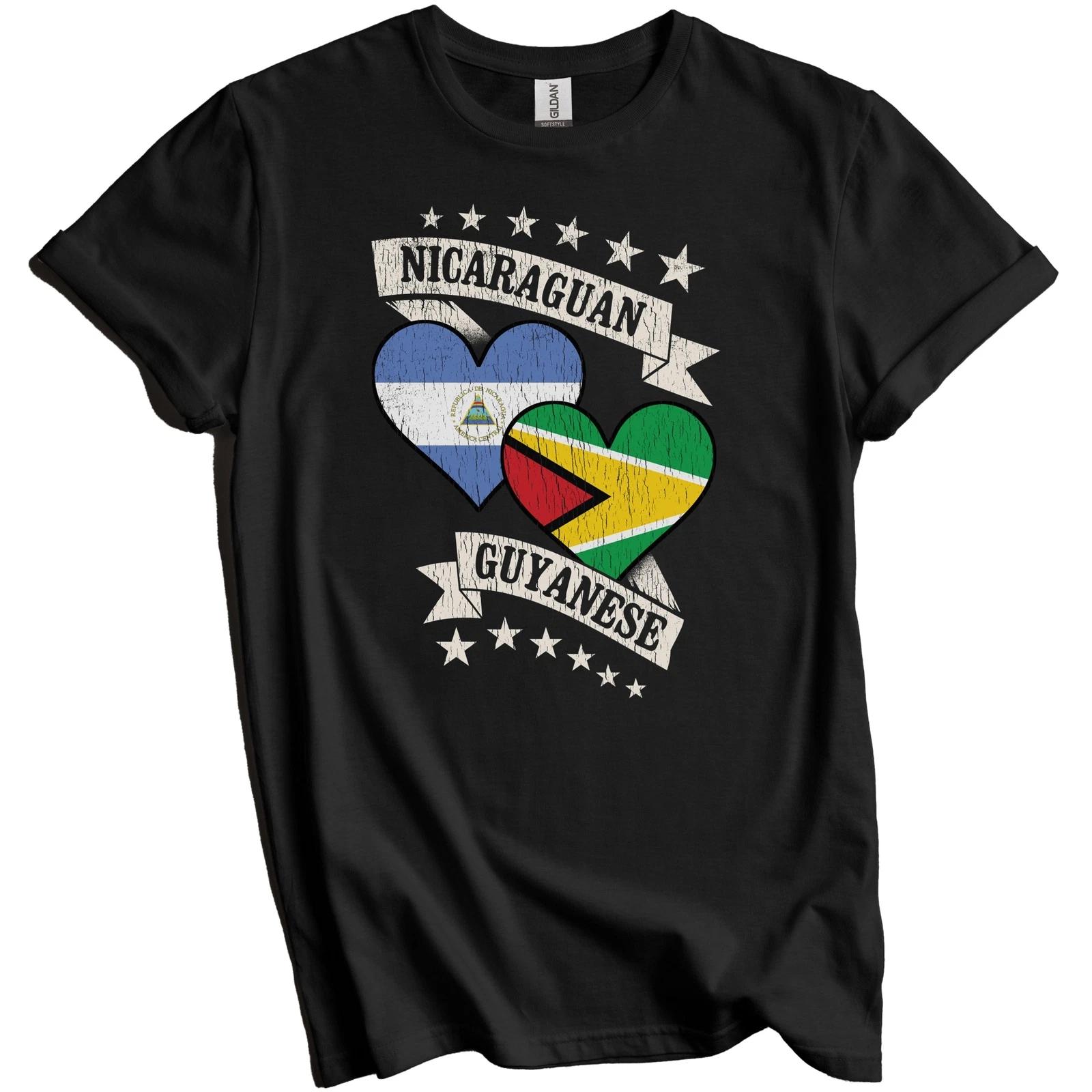Nicaraguan Guyanese Heart Flags Nicaragua Guyana T-Shirt S