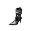 2025 Autumn New Pointed Thin Heel High Heel Temperament Thin French Fashion Sexy Beauty Female Internet Celebrity Short Boots