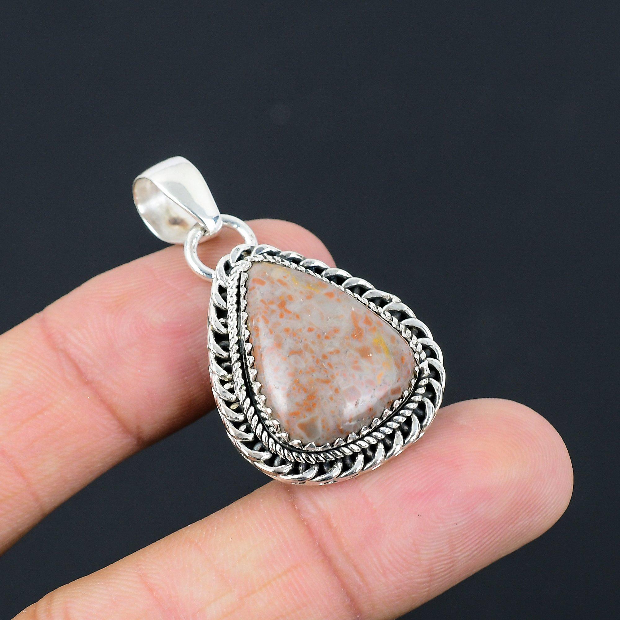 

Pear Sunflower Blister Stone 925 Sterling Silver Handcrafted Sister New Pendant