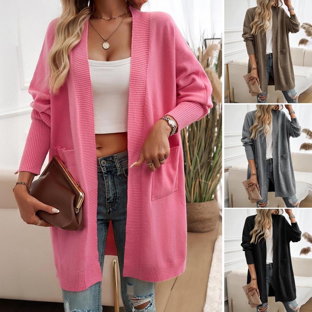 Diyun Women's Batwing Sleeve Cardigan - Autumn/Winter 2024 Collection, Solid Color Sweater Coat