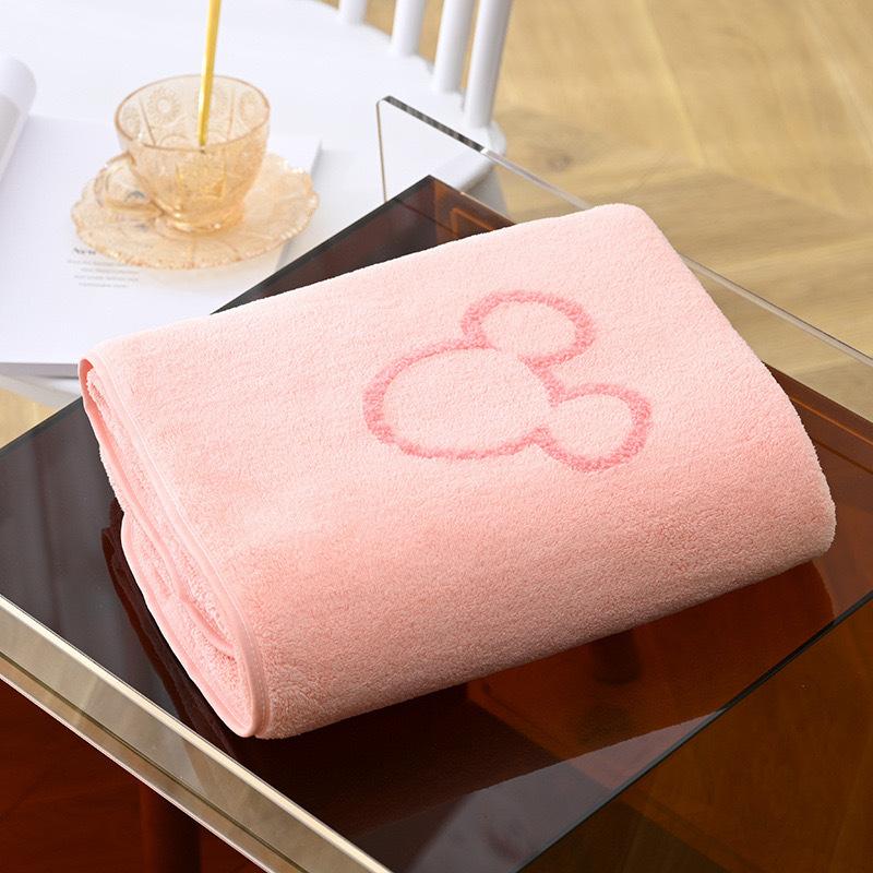 Solid Color Mickey Head Coral Fleece Towel Absorbent Quick Drying Household Towel Soft Wrapping Towel Children's Bath
