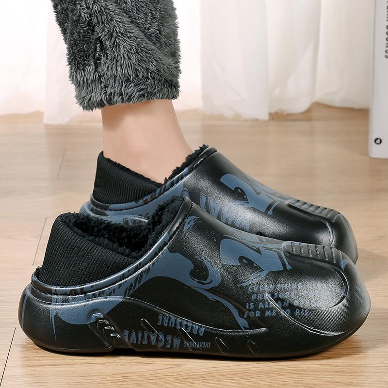 Fashion Men Slippers Winter Shoes New 2025 Keep Warm Plush EVA Waterproof Non-slip Indoor Outdoor Walking Casual Shoes Unisex Men Women