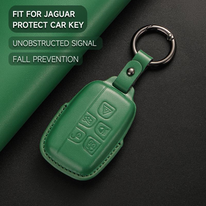 Leather Car Key Cover Case Protection Shell Keychain For Jaguar XE XJ XJL XF A9 C-X16 V12 Guitar F-type E-Pace