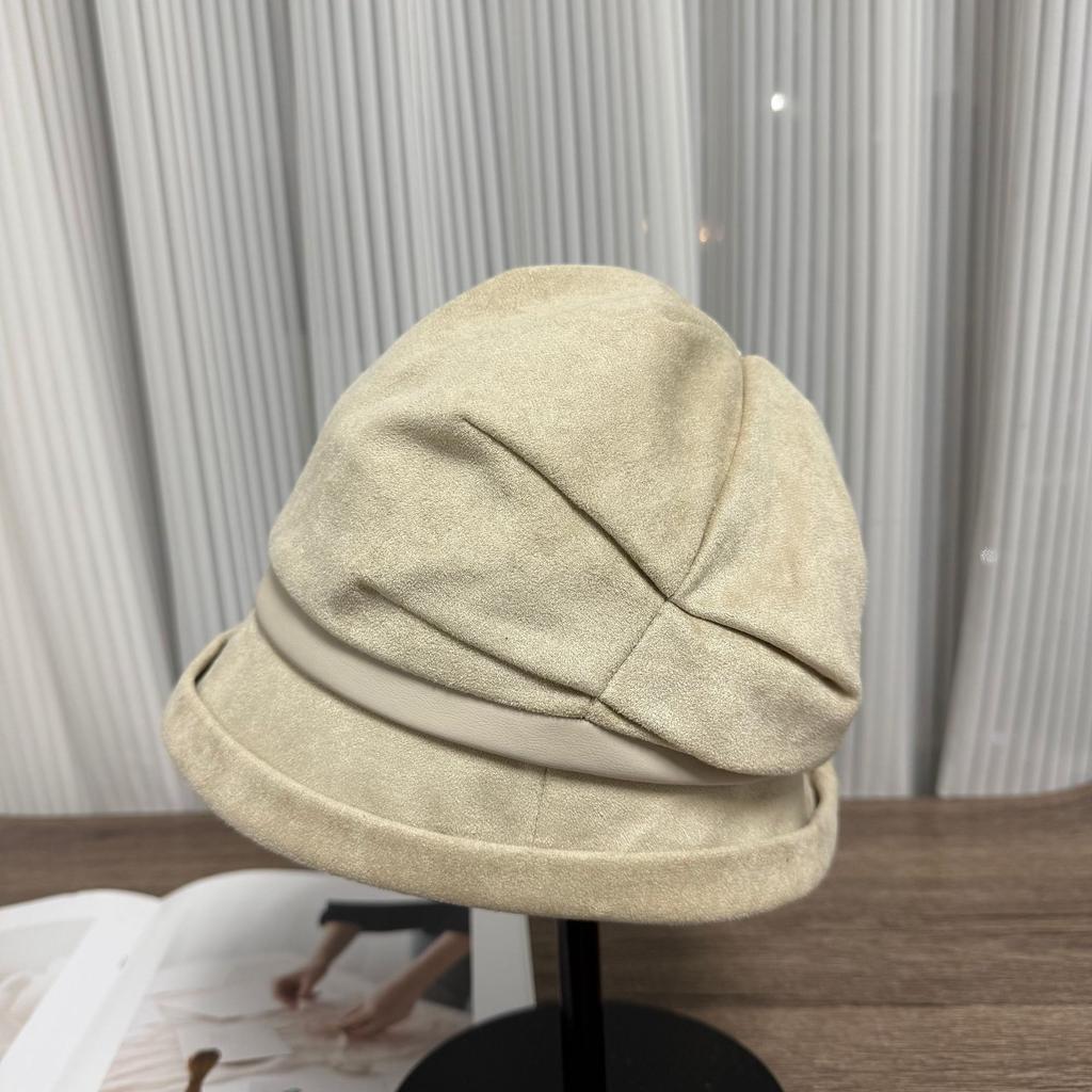 Autumn and winter new crimped fisherman's hat children pleated wide brim retro versatile casual pile shows the face small thermal basin hat