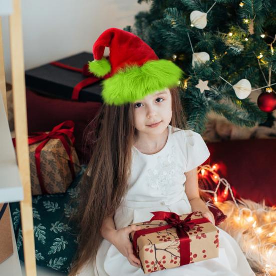 Vánoční čepice Fluorescenční zelená Plyšová Retro design Párty čepice Dekorace vánoční scény Slavnostní atmosféra Vánoční doplněk