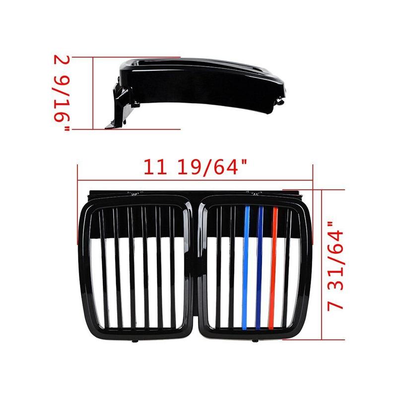 Gloss Black Front Hood Kidney Grille for BMW E30 3-Series 325i 318is 325is 325iX 325 325e 325es 318i 320i M3