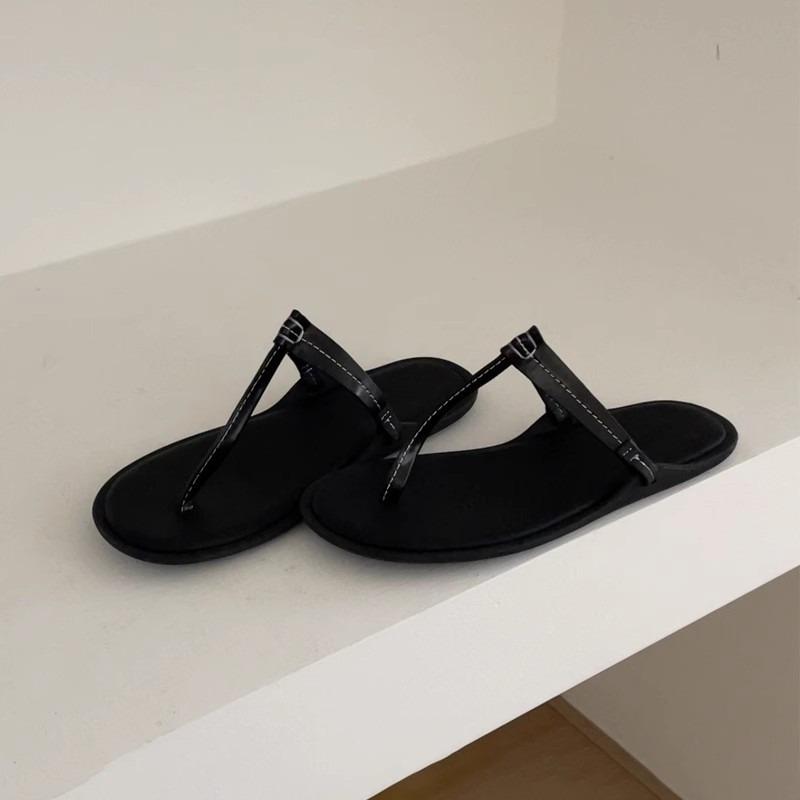 Lammfellversion von Echtleder Zehentrenner Damen Sommerbekleidung vielseitiges Wort mit Zehentrennern coole Hausschuhe