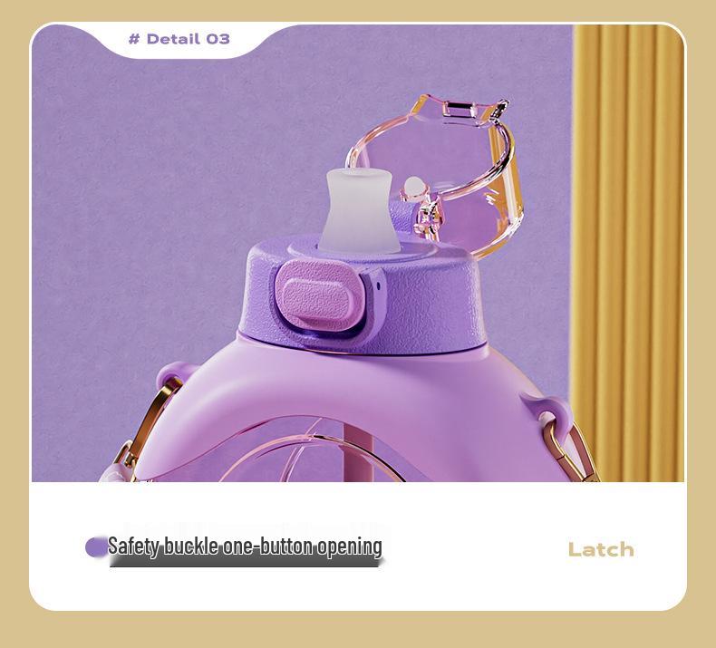 GIAVOS Minimalist Creative Sports Water Bottle with Straw - Portable & Cute Design