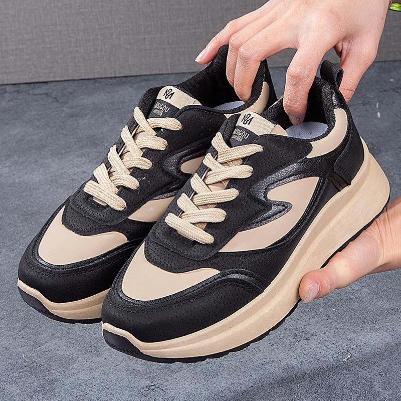 Обувь для папы в стиле ретро, ​​женская весенне-осенняя новая спортивная повседневная обувь, толстая подошва, увеличенная Cortez 35 чёрный