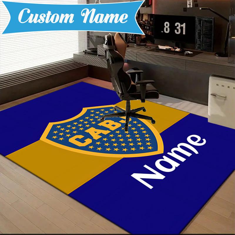 Custom Name Juniors FC Emblem Rug Game Carpet, Floor Mat for Bedroom Living Room Entryway Rug, Home Decor Idea Gift for Christmas birthday