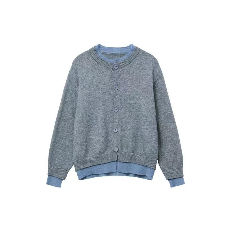 Unisex Retro Academy Style Faux Two-Piece Cardigan for Autumn/Winter - Relaxed Knitwear Trend.
