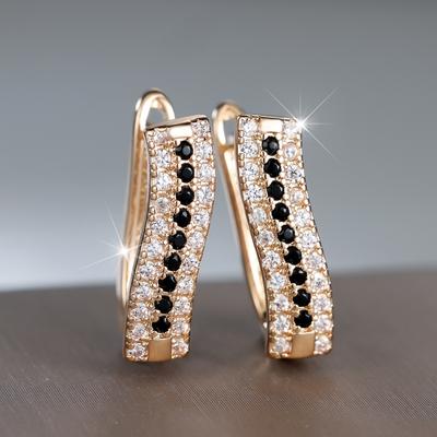 Exquisite Weiß- und Schwarzzirkon-Creolen für Damen Goldene Hochzeitsparty Modeschmuck Geschenke