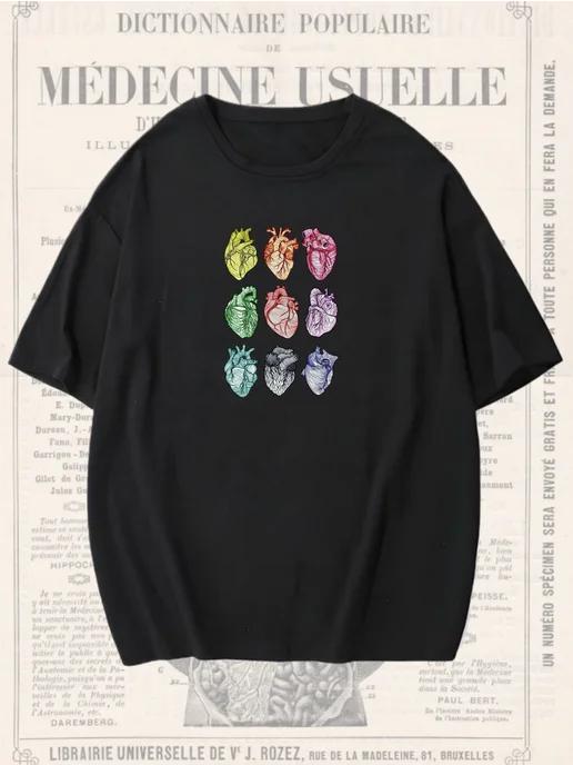 Oversized T-shirt with a heart print 3XL