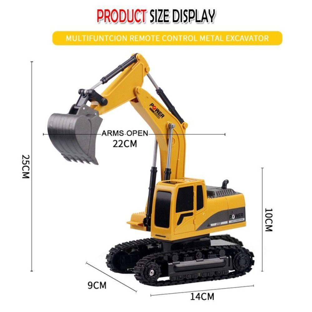 Yellow RC Excavator Toy Plastic Alloy Crawler Excavators Remote Control Excavator  Children's Gift