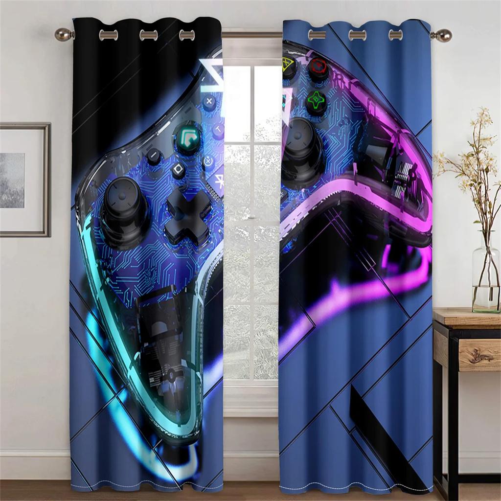 Cool Spel Esports Kontroller Design Gardiner 2 Paneler Vardagsrum Sovrum Balkong Arbetsrum Barnrum Dekorativa Gardiner