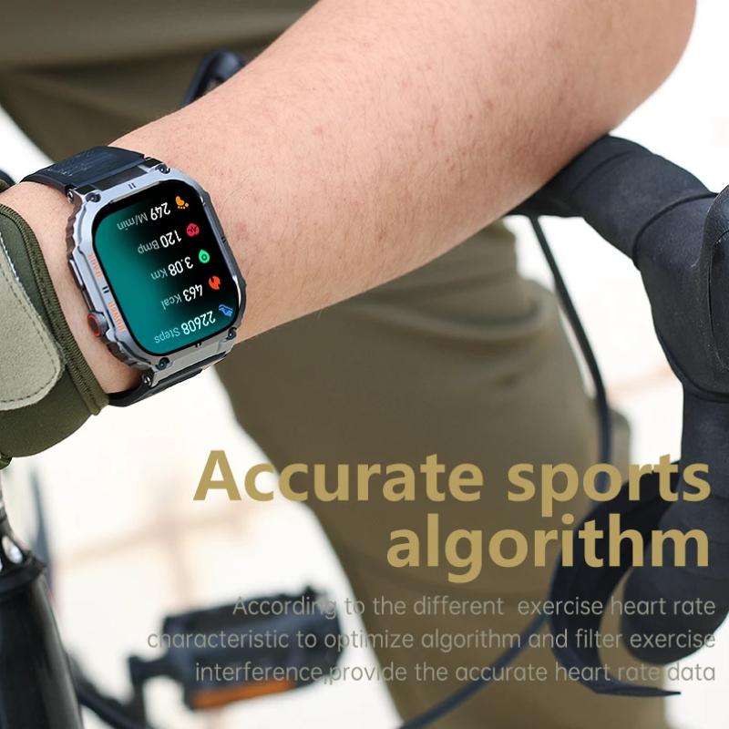 2025 New Outdoor Sports Fitness Smartwatch for Men 1.96 Inch Screen Bluetooth Calling Waterproof Watches Blood Oxygen Reloj Hombre