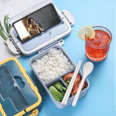 3 Compartment Sealed Bento Box and Cutlery Set, Lunch Boxes for Kid Adult, Suitable for Microwave and Dishwasher