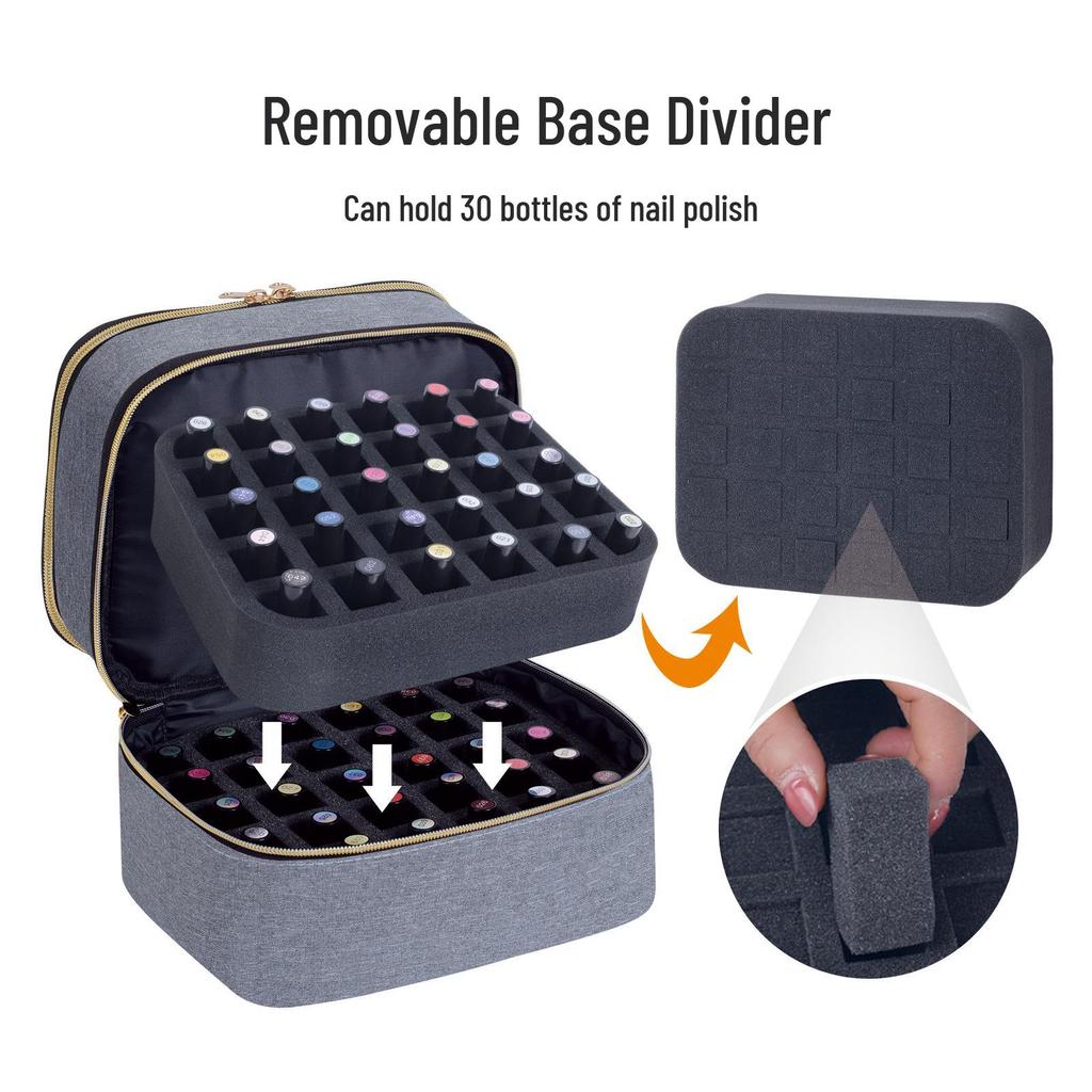 Portable Double-Layer Nail Polish Storage Handbag - Holds 30 Bottles