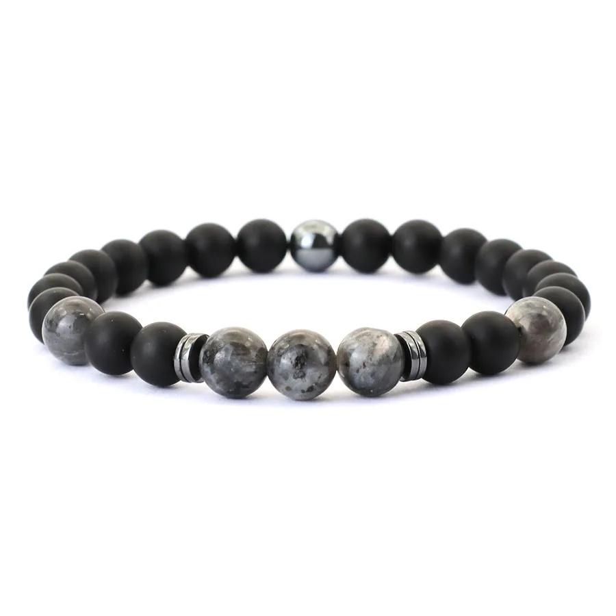 Noter Bracciale da Uomo Fatto a Mano 8mm Onice Pietra Occhio di Tigre Braccialetto di Perline Ematite Guarigione Braccialetto Regalo Uomo Accessori per il Tempo Libero