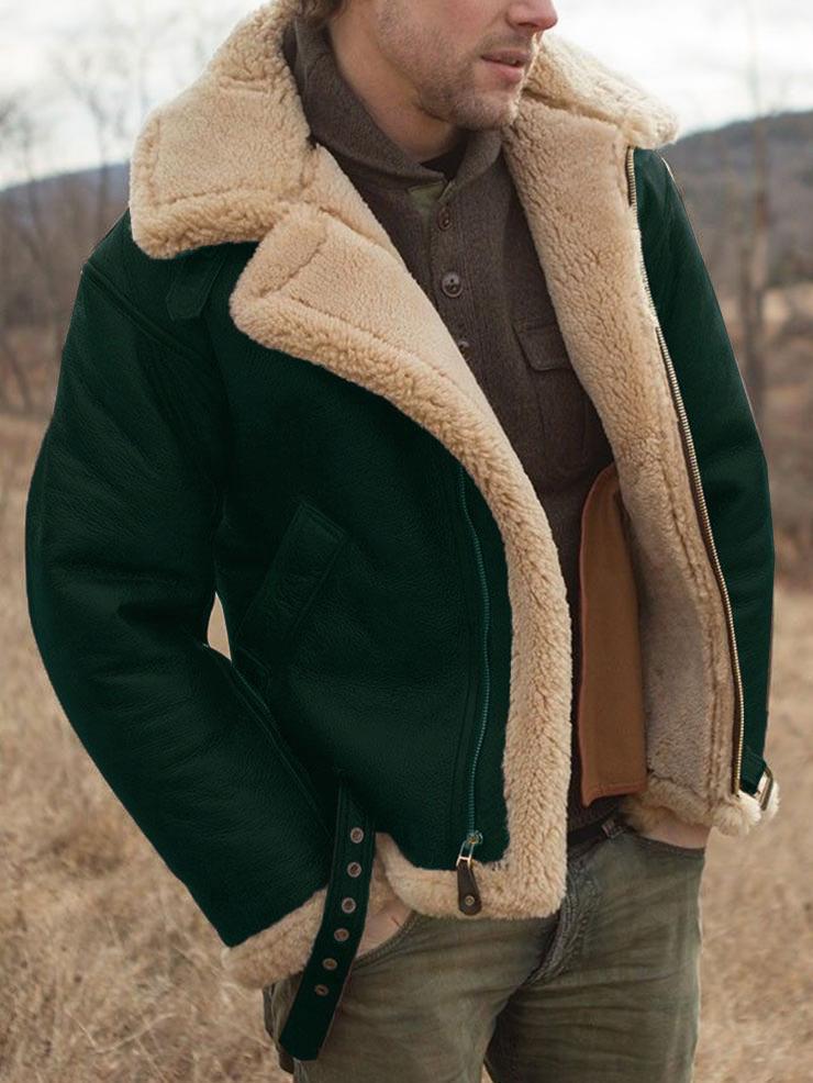 Neue verdickte integrierte Pelz-Herren-Thermojacke Langarm Kunstpelz