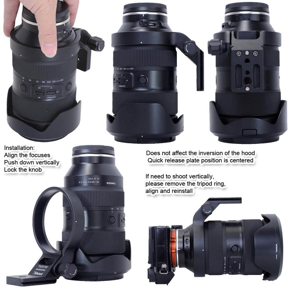 iShoot Lens Support Lens Bracket Tripod Camera Tripod Mount Compatible with Tamron Di III VXD A058 E Bottom Quick Release Plate with Compatible with