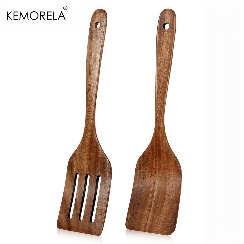 

Wooden Cooking Spatula Set - Natural Wooden for Baking, Flipping, Stirring, Non-Scratch Nonstick Pan Safe, Kitchen Tool 1/2 PCS
