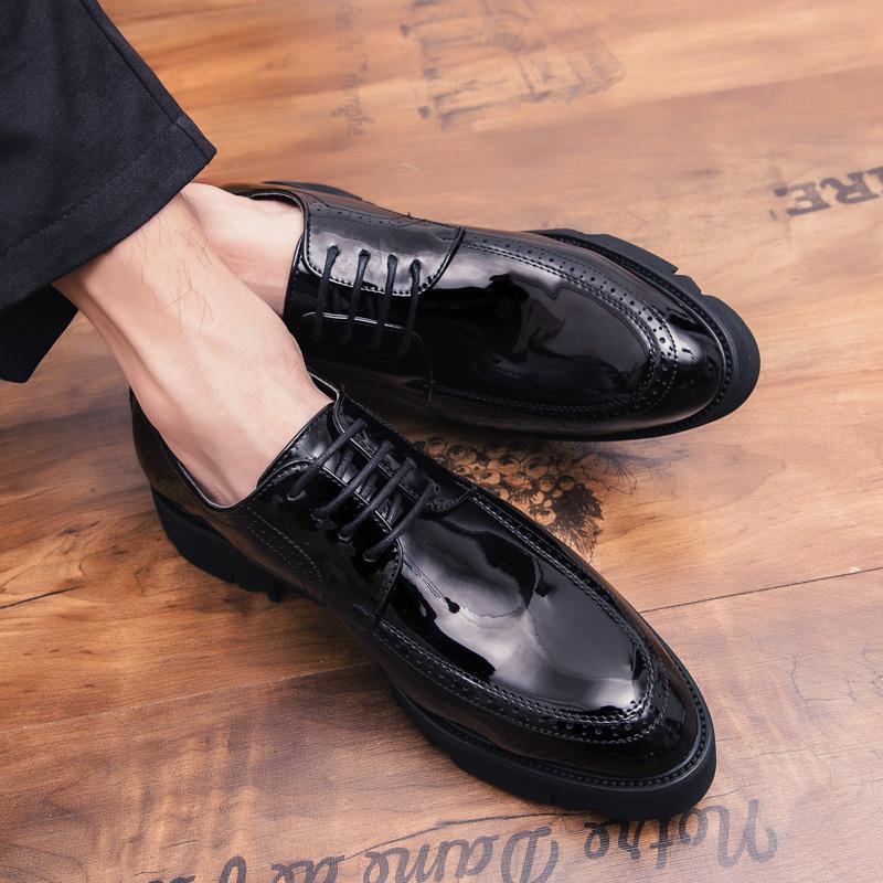 Men's Korean/British Style Leather Shoes: Height-Boosting, Thick Sole for Wedding & Business Casual