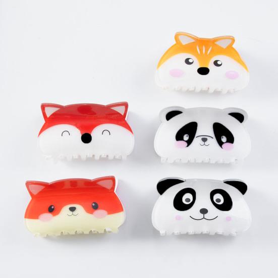 Hair Claw Cartoon Panda Fox Design Back Head Hair Clip Anti-slip Teeth Strong Grip Shark Hair Clip Lightweight Hair Accessory