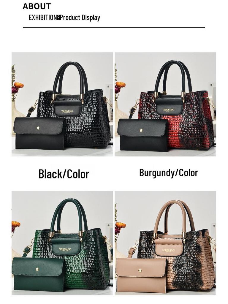2025 Crocodile Pattern Women's Crossbody Tote: Elegant, Fashionable Handbag for Commuting