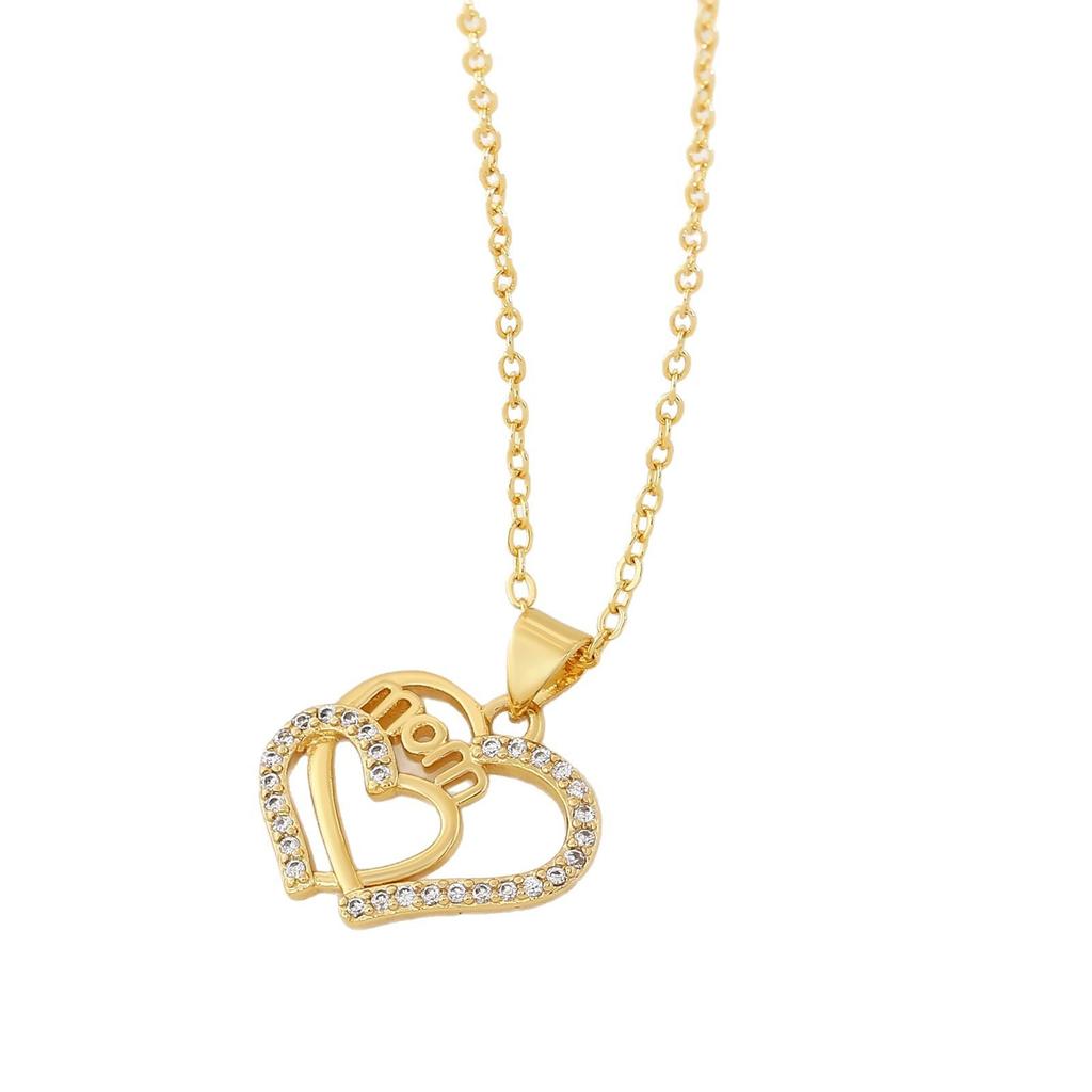 Shell Heart-shaped Peach-Flower Moon Flower Hollow Engraved Zircon Necklace