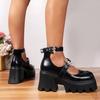New large size fashion thick heel French Mary Jane single shoes women's platform retro British style small leather shoes