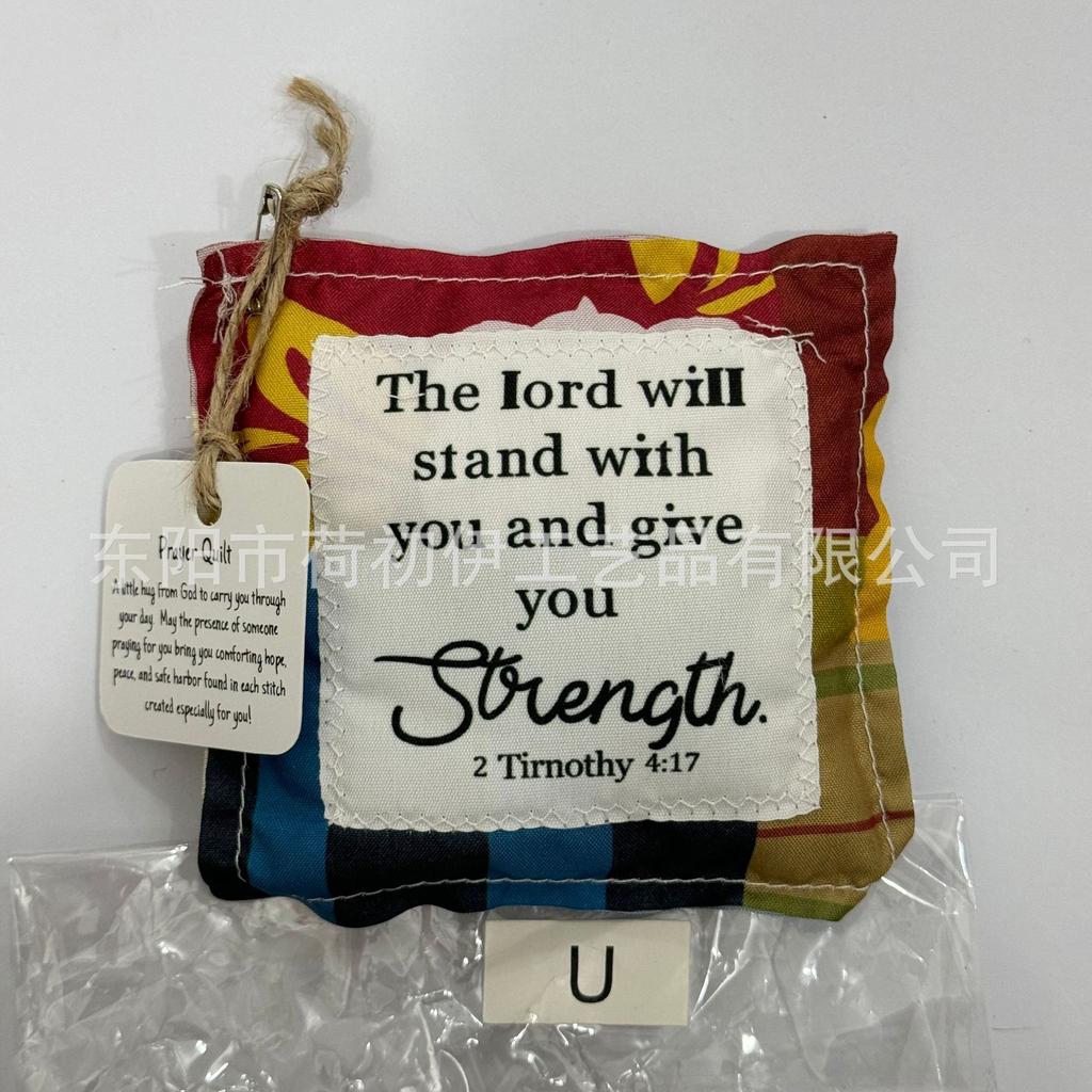 Nueva Bolsa de Tela Pequeña Creativa con Cruz y Palabras de Oración Colcha Colorida con Puntadas de Acolchado Colcha de Oración