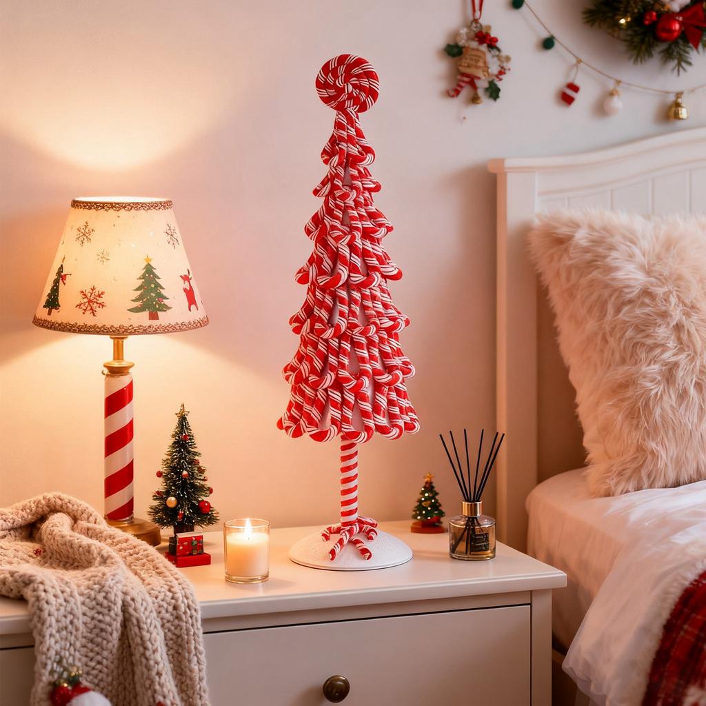 Christmas Candy Cane Tree Decorations: Handcrafted Soft Art For Festive Home & Holiday Display